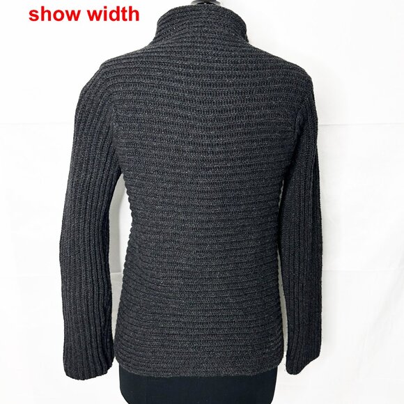 Fisherman Out of Ireland Knit Craft Ribbed Charcoal Button Sweater Jacket Sm. - Picture 4 of 16